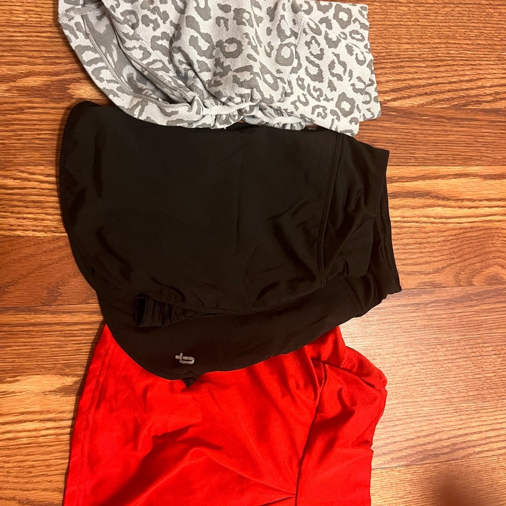 Leopard Print, Black, and Red Skirt Set